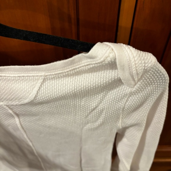 Free People White Henley with Knit Cuffs - Picture 4 of 4